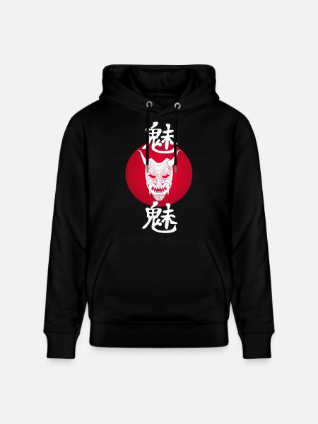 White Demon and Red Sun - Stanley/Stella CRUISER Unisex Organic Hoodie - black