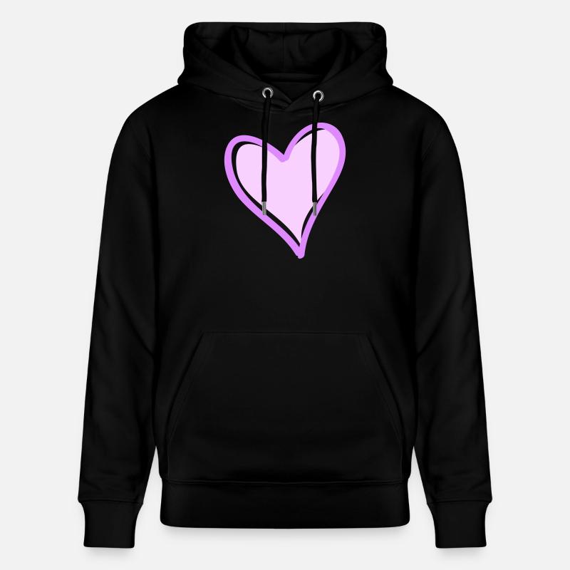 Cœur violet avec contour noir - Sweat à capuche bio CRUISER Stanley/Stella Unisexe - noir