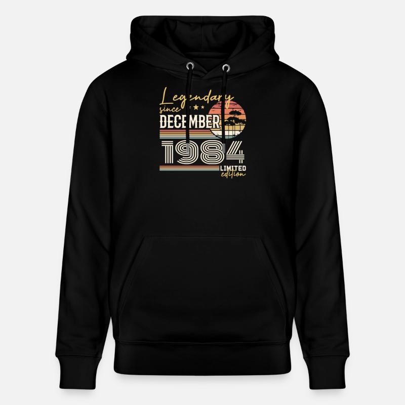 Cadeau 41e Anniversaire Décembre 1984 - Sweat à capuche bio CRUISER Stanley/Stella Unisexe - noir