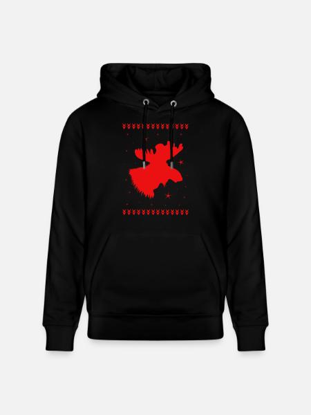 Elk Christmas Reindeer Deer - Stanley/Stella CRUISER Unisex Organic Hoodie - black