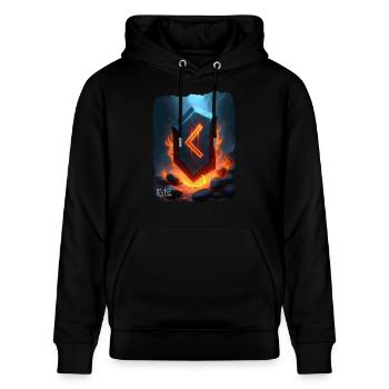 Kenaz Runen Artwork - Stanley/Stella Unisex Bio-Hoodie CRUISER  - Schwarz - Vorne - Alina (178cm) & Michal (187cm)