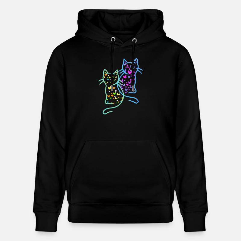 Printemps Été Chats Chat Papillons - Sweat à capuche bio CRUISER Stanley/Stella Unisexe - noir