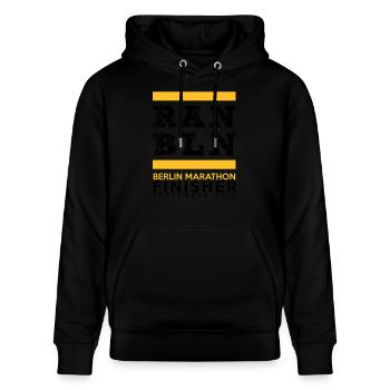 Berlin Marathon Finisher - Stanley/Stella Unisex Bio-Hoodie CRUISER  - Schwarz - Vorne - Alina (178cm) & Michal (187cm)
