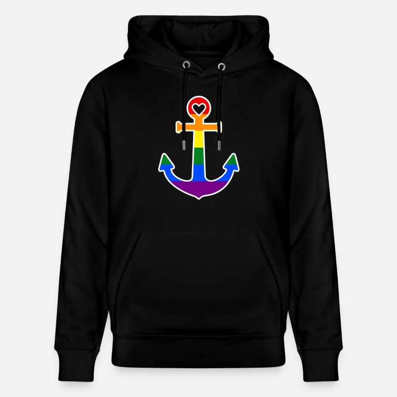 Ancre arc-en-ciel - Sweat à capuche bio CRUISER Stanley/Stella Unisexe - noir
