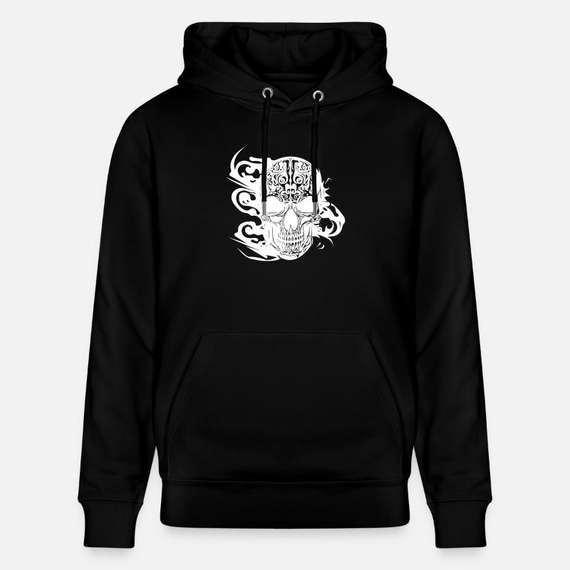 Crâne de tatouage souriant brûlant - Sweat à capuche bio CRUISER Stanley/Stella Unisexe - noir