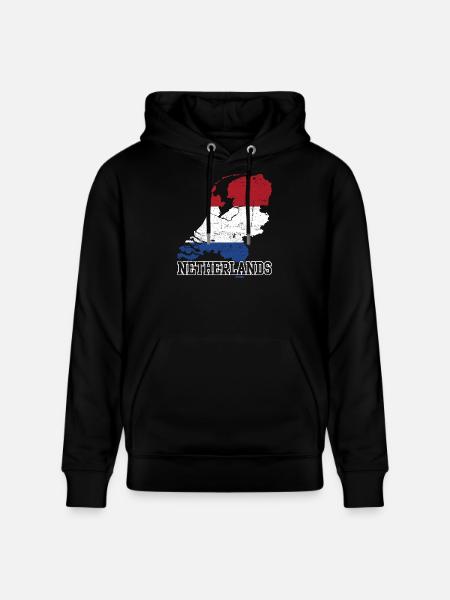 Netherlands Flag Map Silhouette - Stanley/Stella CRUISER Unisex Organic Hoodie - black