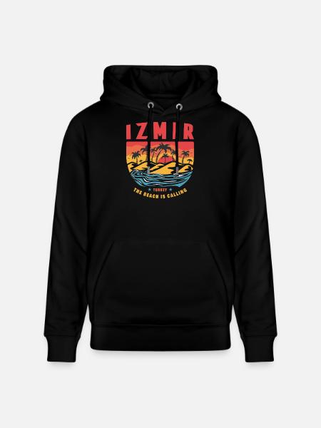 Izmir Turkey palm design - Stanley/Stella CRUISER Unisex Organic Hoodie - black