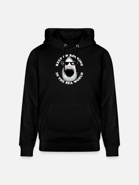 Shark with sunglasses - Stanley/Stella CRUISER Unisex Organic Hoodie - black