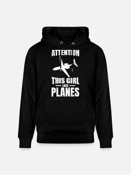 This girl likes airplanes - Stanley/Stella CRUISER Unisex Organic Hoodie - black
