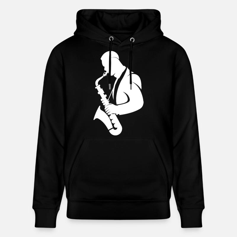 Dessin de saxophoniste - Sweat à capuche bio CRUISER Stanley/Stella Unisexe - noir