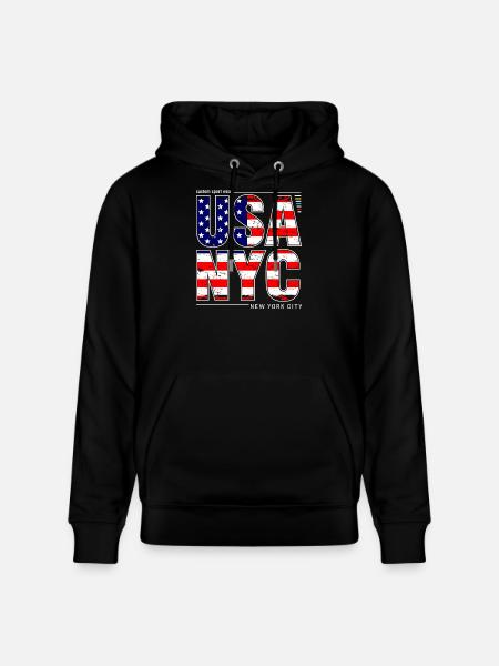 USA NYC Flag Lettering Graphics - Stanley/Stella CRUISER Unisex Organic Hoodie - black