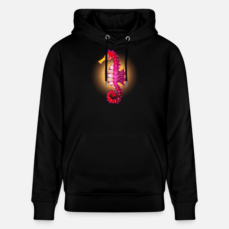 niedliches strahlendes Seepferdchen im Comic Stil - Stanley/Stella Unisex Bio-Hoodie CRUISER  - Schwarz