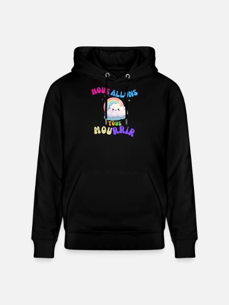 Nuage Arc-en-Ciel Mignon et Mordant - Sweat à capuche bio CRUISER Stanley/Stella Unisexe - noir