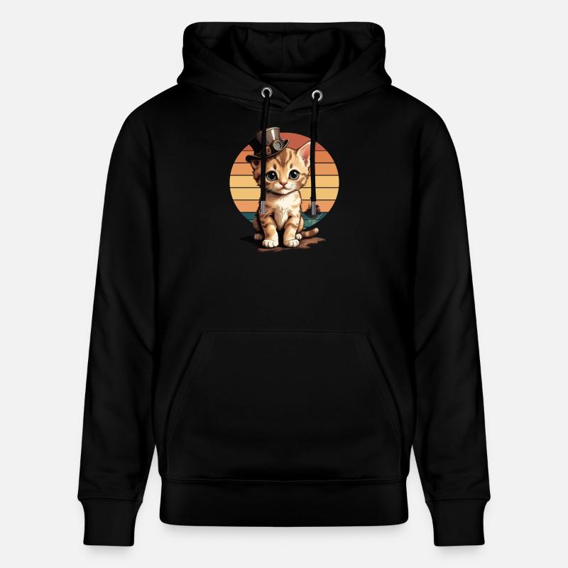 Chat steampunk - Sweat à capuche bio CRUISER Stanley/Stella Unisexe - noir