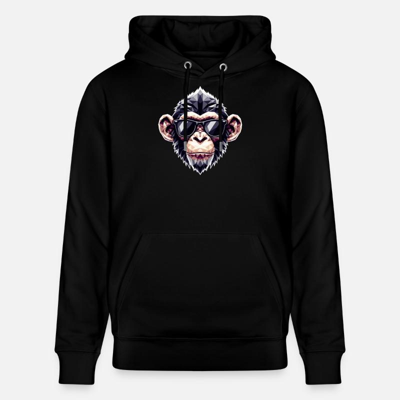 Affe Brille Polygon - Stanley/Stella Unisex Bio-Hoodie CRUISER  - Schwarz