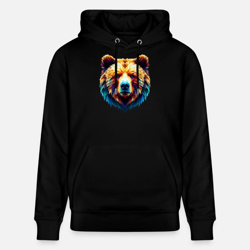 Ours polygonal - Sweat à capuche bio CRUISER Stanley/Stella Unisexe - noir