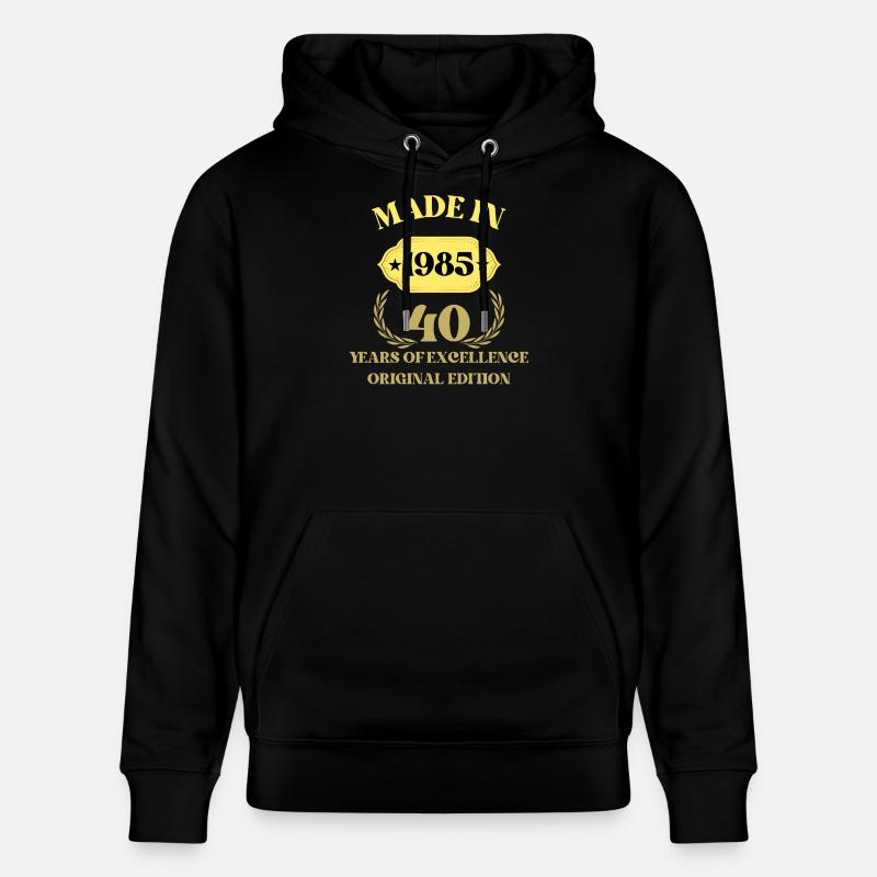 Fabriqué en 1985 40e anniversaire - Sweat à capuche bio CRUISER Stanley/Stella Unisexe - noir