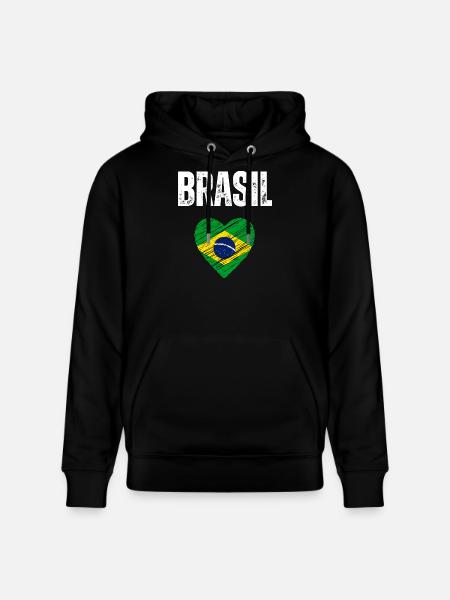 I love Brazil, flag of Brazil - Stanley/Stella CRUISER Unisex Organic Hoodie - black