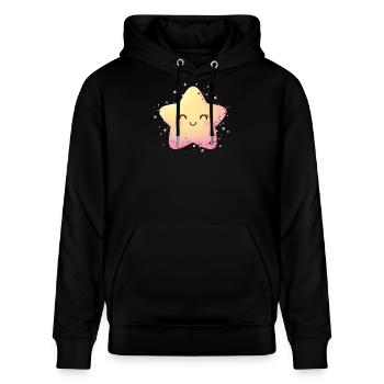 Pastellstern Kawaii Glanz - Stanley/Stella Unisex Bio-Hoodie CRUISER  - Schwarz - Vorne - Alina (178cm) & Michal (187cm)
