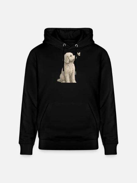 Poodle with Butterfly Dogs Motif - Stanley/Stella CRUISER Unisex Organic Hoodie - black