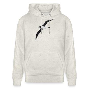 Albatros im Flug Graustufen Design - Stanley/Stella Unisex Bio-Hoodie CRUISER  - Beige meliert - Vorne - Alina (178cm) & Michal (187cm)