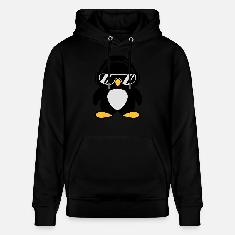 Pinguin mit Kopfhörer - Stanley/Stella Unisex Bio-Hoodie CRUISER  - Schwarz