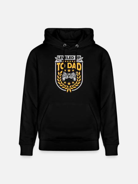 Leveled Up to Dad - Stanley/Stella CRUISER Unisex Organic Hoodie - black