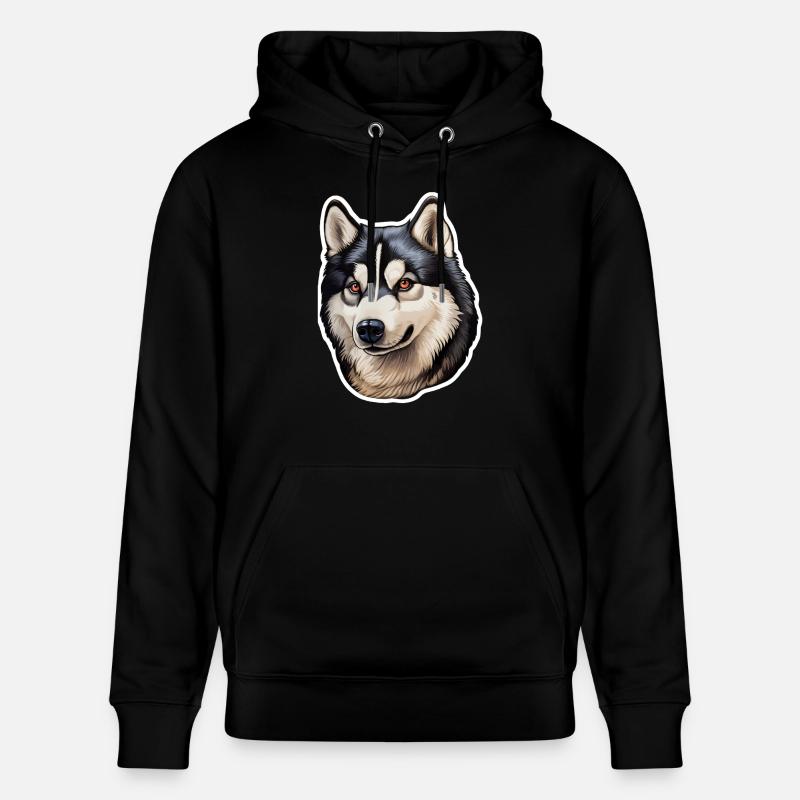 Tête de husky de Sibérie - Sweat à capuche bio CRUISER Stanley/Stella Unisexe - noir