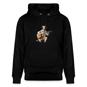Kuh Ochse Gitarre - Stanley/Stella Unisex Bio-Hoodie CRUISER  - Schwarz - Vorne - Alina (178cm) & Michal (187cm)