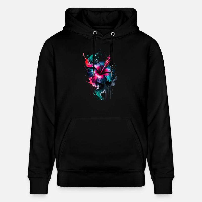 encre,hibiscus,illustration,peinture,graffiti,fleur - Sweat à capuche bio CRUISER Stanley/Stella Unisexe - noir