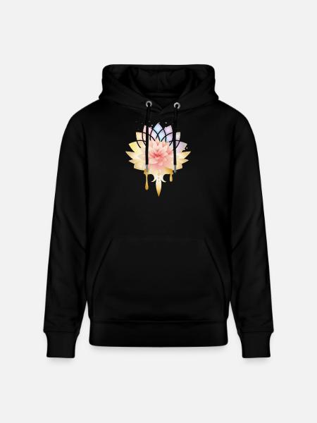 Lotus med gyldne blomster symbol i pastelfarver - Stanley/Stella CRUISER økologisk unisex-hoodie - sort