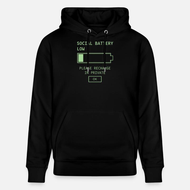 Batterie sociale faible - Sweat à capuche bio CRUISER Stanley/Stella Unisexe - noir
