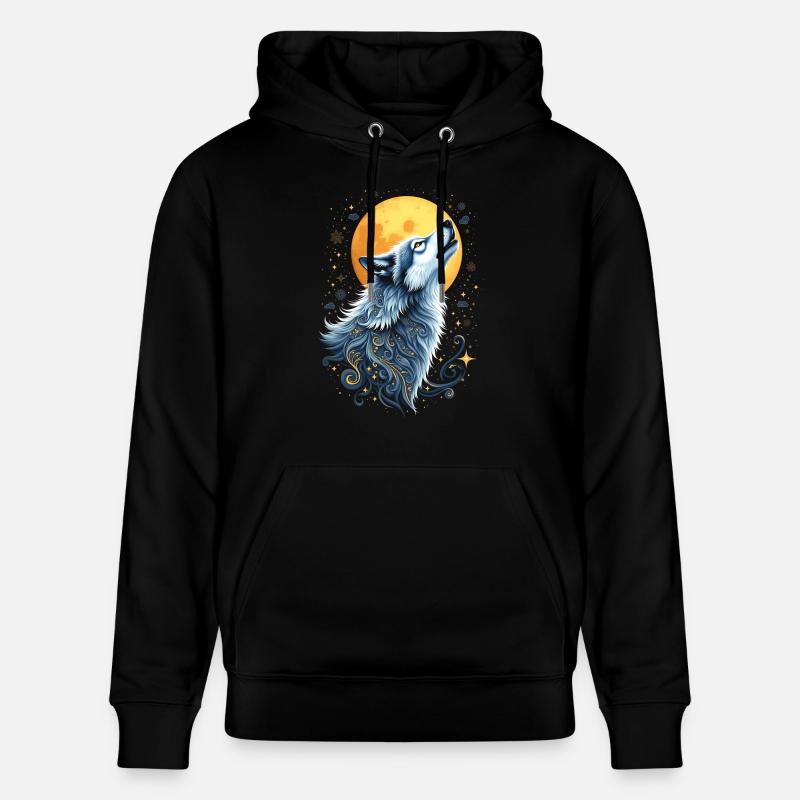 Wolf & Moon - Art mystique - Sweat à capuche bio CRUISER Stanley/Stella Unisexe - noir