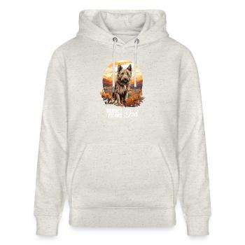 Hund Berger Picard - Stanley/Stella Unisex Bio-Hoodie CRUISER  - Beige meliert - Vorne - Alina (178cm) & Michal (187cm)