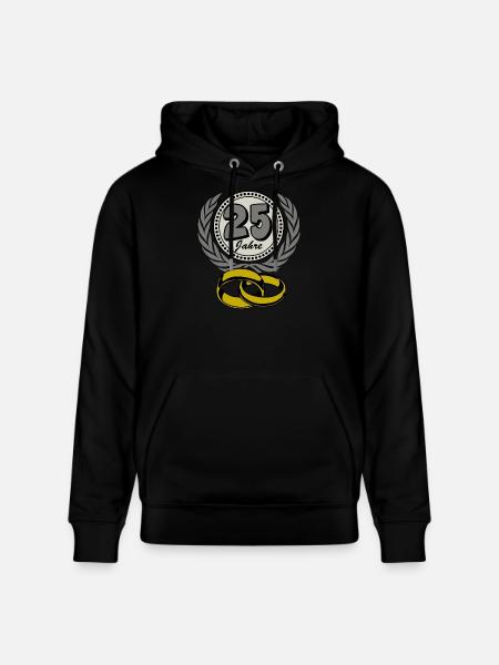 Silver Wedding Anniversary ,25 Years , Marriage ,Wedding Anniversary,(25) - Stanley/Stella CRUISER Unisex Organic Hoodie - black