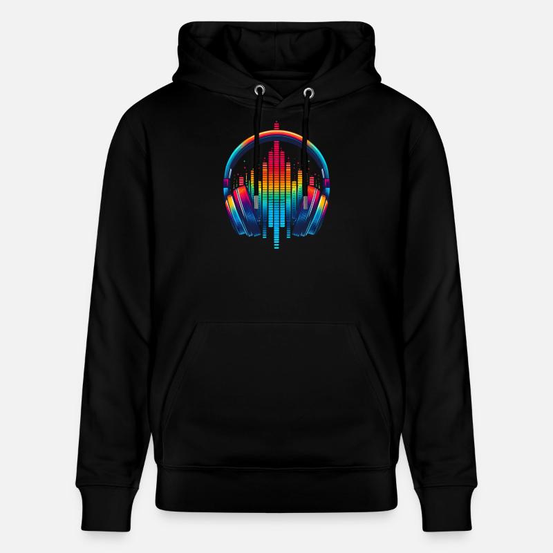 Lebendiger Klang Kopfhörer Regenbogen - Stanley/Stella Unisex Bio-Hoodie CRUISER  - Schwarz