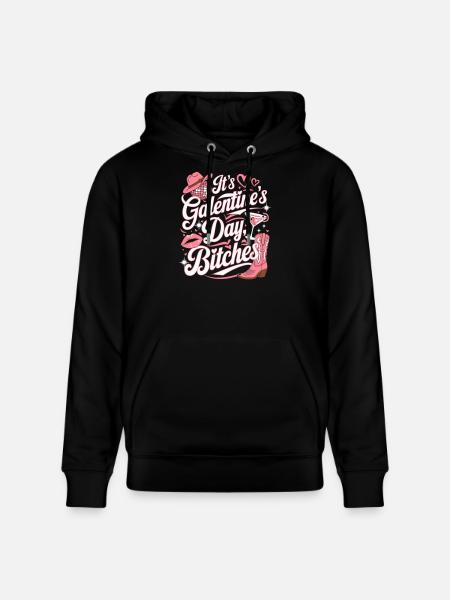 Galentine's Day Funny Party - Stanley/Stella CRUISER Unisex Organic Hoodie - black