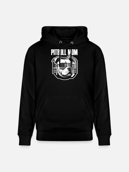 Pitbull Mom Patriotic Funny 4th of July - Stanley/Stella CRUISER Unisex Organic Hoodie - black