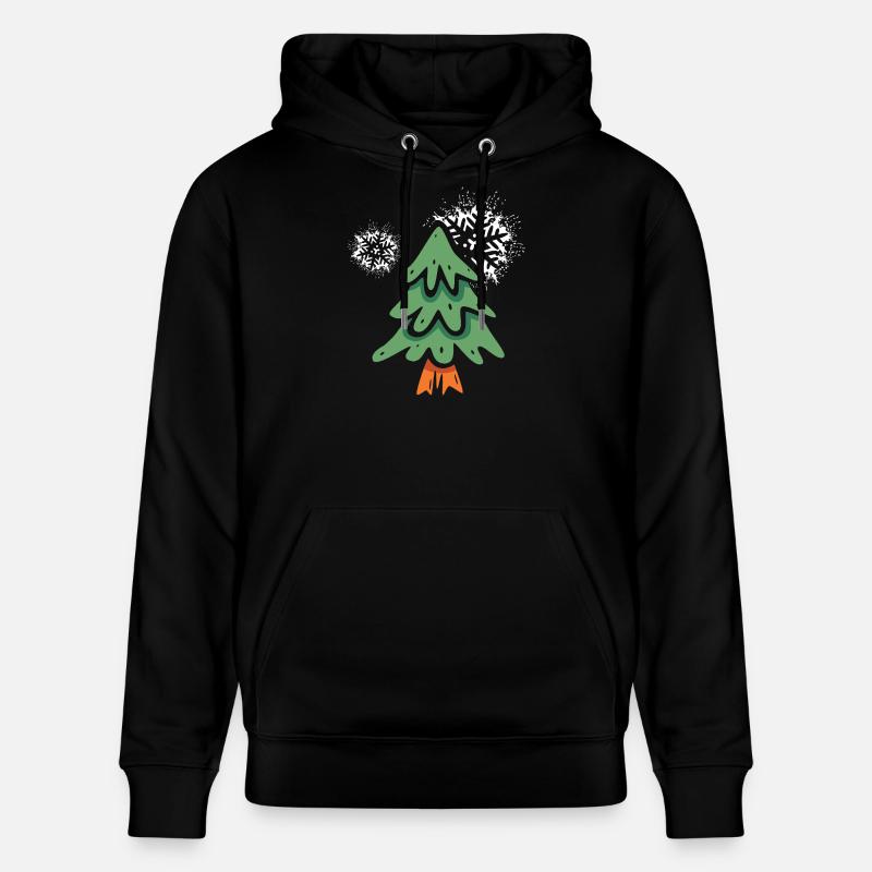 Weihnachtsbaum mit Schneeflocken - Stanley/Stella Unisex Bio-Hoodie CRUISER  - Schwarz