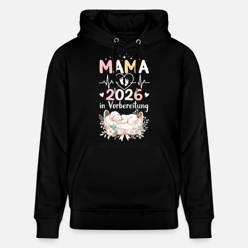 Maman Grossesse 2026 - Sweat à capuche bio CRUISER Stanley/Stella Unisexe - noir