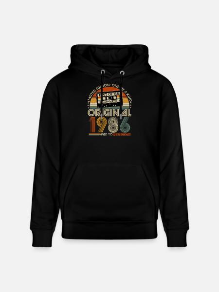40-årsdag i 1986 - gave til 40-årsdagen min - Stanley/Stella CRUISER økologisk unisex-hettegenser - svart