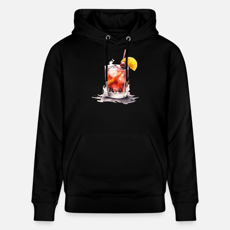 Verre d’eau aquarelle agrumes - Sweat à capuche bio CRUISER Stanley/Stella Unisexe - noir