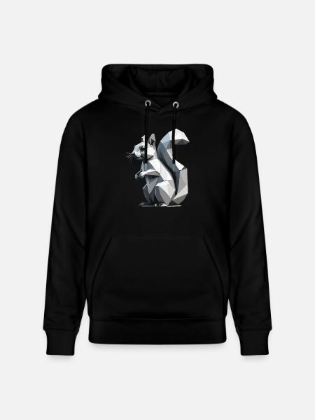 Squirrel - Cute Low Polygon Design - Stanley/Stella CRUISER Unisex Organic Hoodie - black