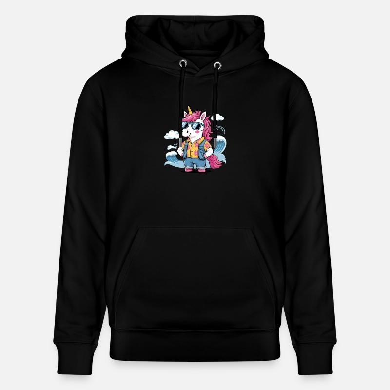 Lustiges Sommer-Einhorn - Stanley/Stella Unisex Bio-Hoodie CRUISER  - Schwarz