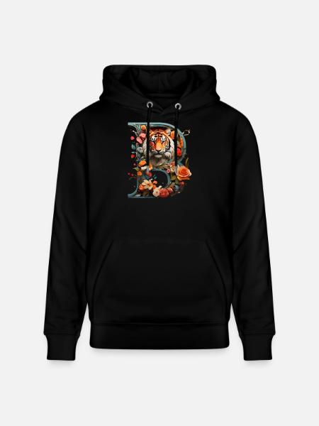 Tigre ardent et fleurs Illustration - Sweat à capuche bio CRUISER Stanley/Stella Unisexe - noir