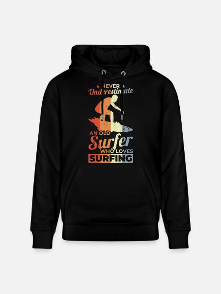 Never underestimate an old surfer - Stanley/Stella CRUISER Unisex Organic Hoodie - black