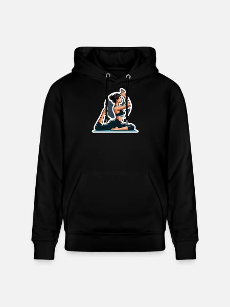 Yoga Woman Sticker - Stanley/Stella CRUISER Unisex Organic Hoodie - black