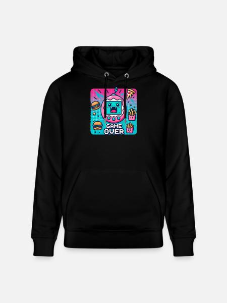 Pixel console, retro and snacks - Stanley/Stella CRUISER Unisex Organic Hoodie - black