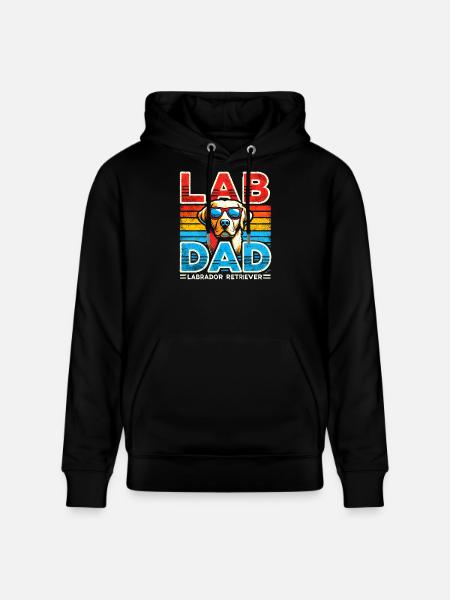 Labrador Dad Retro Sunglasses - Stanley/Stella CRUISER Unisex Organic Hoodie - black