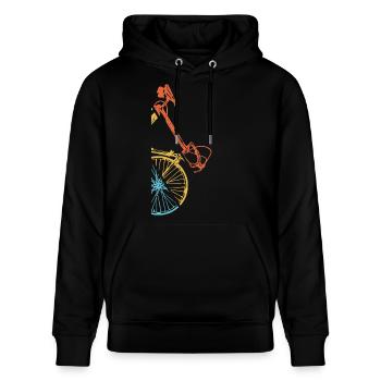 Rennrad Radfahren Super Vintage Radfahren - Stanley/Stella Unisex Bio-Hoodie CRUISER  - Schwarz - Vorne - Alina (178cm) & Michal (187cm)